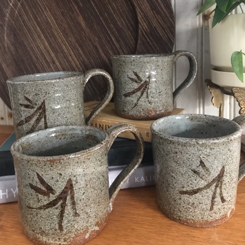 4 handmade ceramic mugs